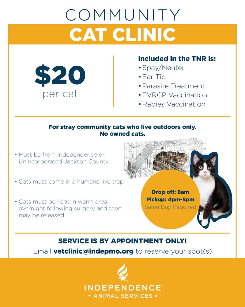 Community Cat Clinic flyer with services described 